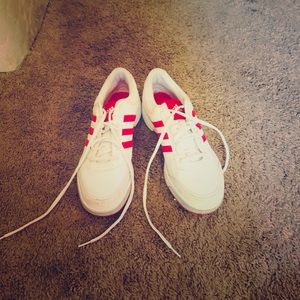 Red and white adidas
